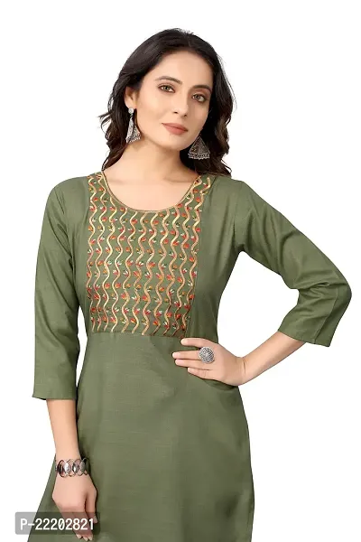 VORTIGA Women's Embroidery Cotton Blend Straight Kurti-thumb5