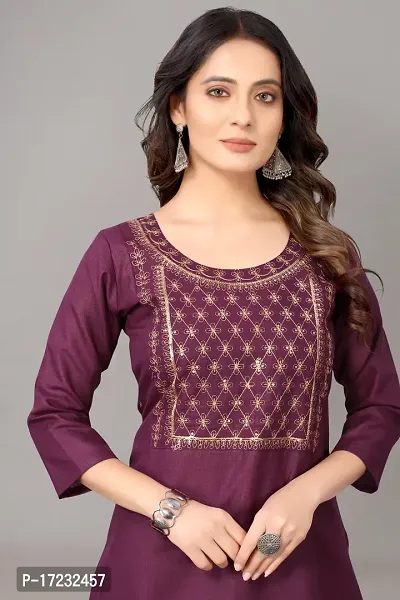 Stylish Straight Purple Cotton Blend Kurta-thumb4