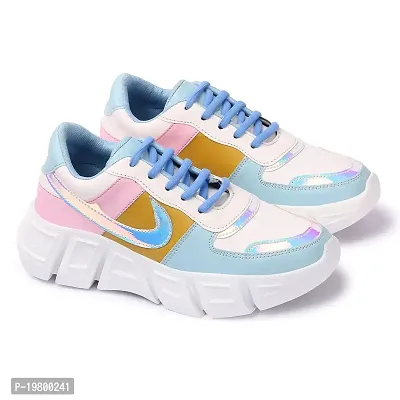 Strasse Paris Amazing Design Women's Sky Blue Color Stylish and Fashionable Sneakers| Stylish Latest  Trendy Sneakers for Casual Wear, Office Wear?-thumb0