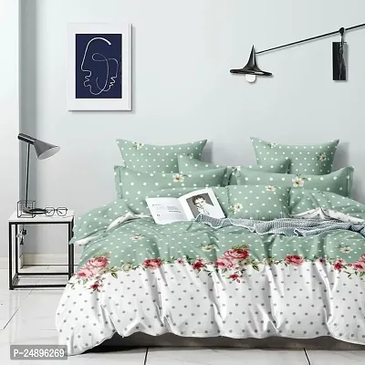 Comfortable Cotton Blend Abstract Flat Bedsheet With Pillow Covers-thumb0