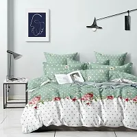 Comfortable Cotton Blend Abstract Fitted Elastic Bedsheet With Pillow Covers-thumb4