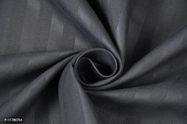 HOMYBEES? 210 TC Cotton Satin Glace Stripes/Lining Bedsheet for Double Bed with Two Pillow Covers for Home, Hotels, Guest House (King Size) - 90x100 Inches - Dark Grey-thumb2