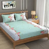 Comfortable Cotton Blend Abstract Flat Bedsheet With Pillow Covers-thumb3