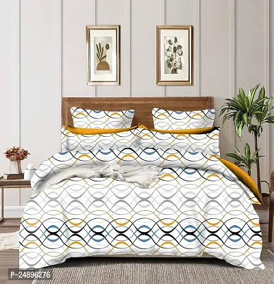 Comfortable Cotton Blend Abstract Flat Bedsheet With Pillow Covers