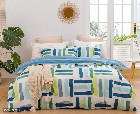 Comfortable Cotton Blend Abstract Flat Bedsheet With Pillow Covers