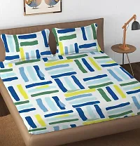 Comfortable Cotton Blend Abstract Flat Bedsheet With Pillow Covers-thumb3