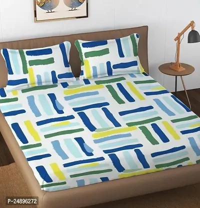 Comfortable Cotton Blend Abstract Flat Bedsheet With Pillow Covers-thumb4