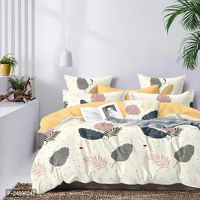 Comfortable Cotton Blend Abstract Fitted Elastic Bedsheet With Pillow Covers-thumb5