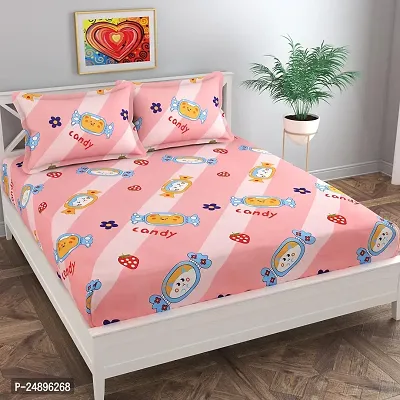 Comfortable Cotton Blend Abstract Flat Bedsheet With Pillow Covers-thumb4