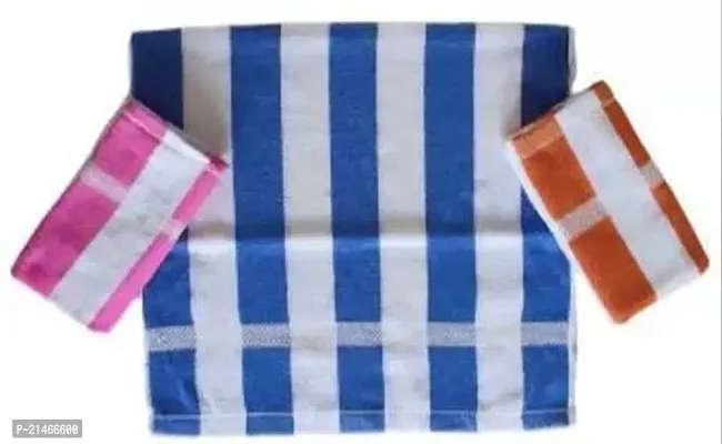 Designer Multicoloured Cotton Striped Towel Pack Of 2