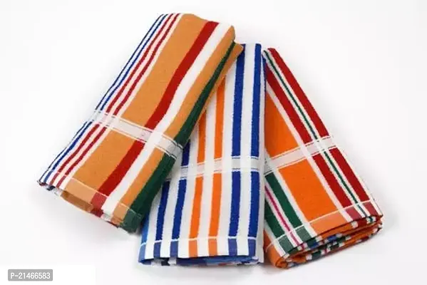 Designer Multicoloured Polyester Striped Towel Pack Of 3