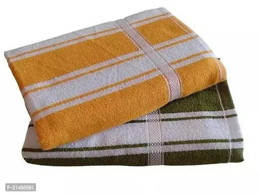 Designer Multicoloured Microfiber Striped Towel Pack Of 2-thumb0