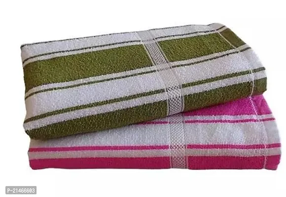 Designer Multicoloured Microfiber Striped Towel Pack Of 2