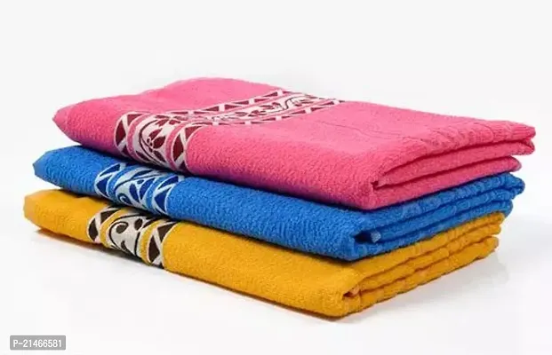 Designer Multicoloured Polyester Solid Towel Pack Of 3