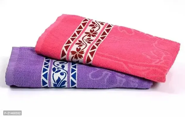 Designer Multicoloured Microfiber Solid Towel Pack Of 2