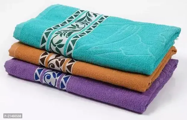 Designer Multicoloured Polyester Solid Towel Pack Of 3