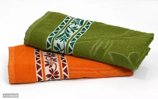 Designer Multicoloured Microfiber Solid Towel Pack Of 2