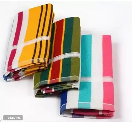 Designer Multicoloured Polyester Striped Towel Pack Of 3