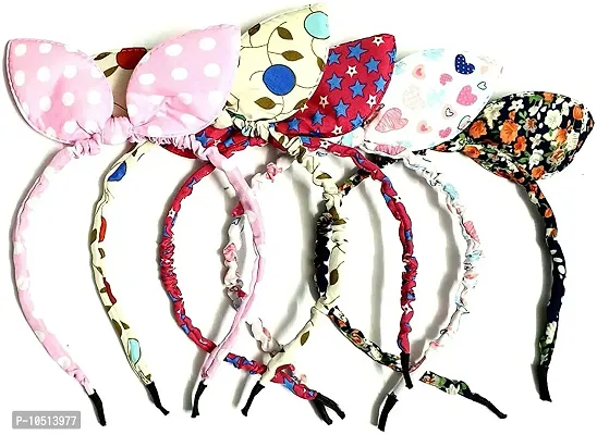 Edylinn Balaji Sales Rabbit Ears Bow Plastic Headband for Baby Girls, Pack of 3 - Multicolor-thumb3