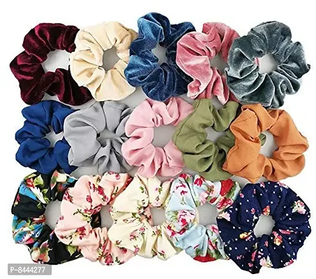 Beautiful Multicolor Fabric Scrunchies for Women 15 Pieces-thumb0