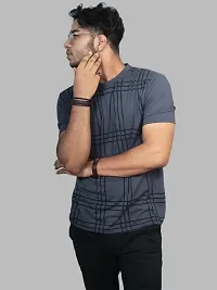 Trendy Cotton Blend Checkered Round Neck T - Shirt for Men-thumb2