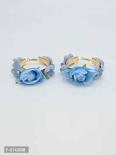 Fancy Floral Earing, For Girls,Women, Light Blue Color, Set of 1