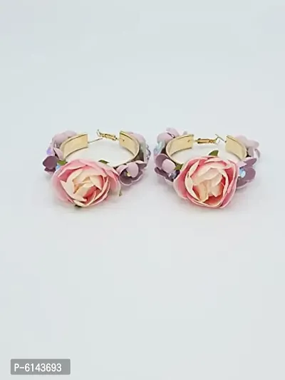 Fancy Floral Earing, For Girls,Women, Pink Color, Set of 1