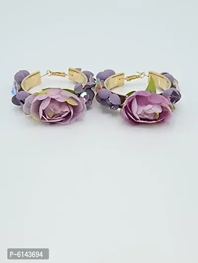 Fancy Floral Earing, For Girls,Women, Lilac/Lavender Color,Set of 1-thumb0