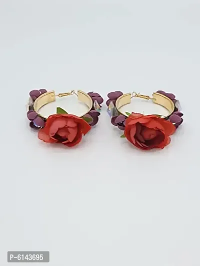 Fancy Floral Earing, For Girls,Women,Maroon and red Color Combination, Set of 1