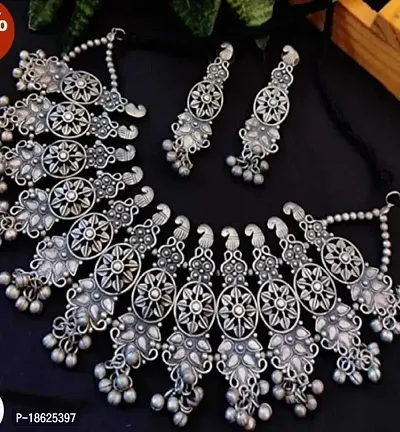 Stylish Golden Oxidised Silver Beads Jewellery Set For Women-thumb2