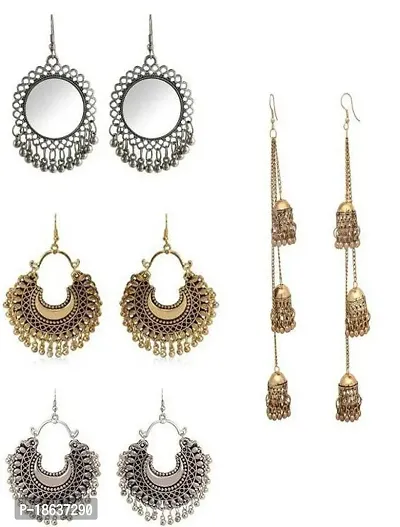 German Silver Drop Earrings Earrings For Women Pack of 3-thumb0