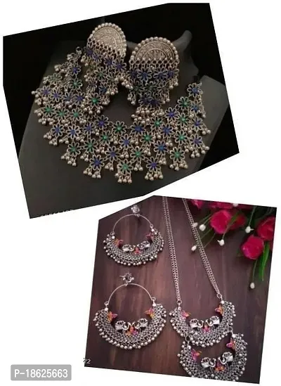 Stylish Golden Oxidised Silver Beads Jewellery Set For Women-thumb0