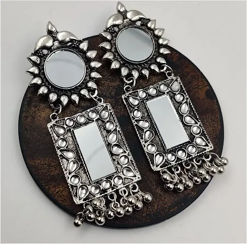 Stylish Alloy Oxidized Silver Earrings Set