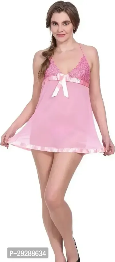 Elegant Pink Net Lace Baby Dolls For Women