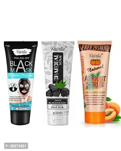 Detoxify and Renew: Activated Charcoal Scrub for Smooth, Glowing Skin | Radiant Skin Renewal: Apricot Scrub with Natural Exfoliants| Detoxifying Charcoal Mask for Deep Pore Cleansing pack of 3