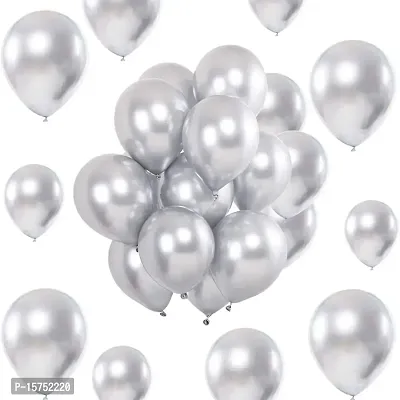 Wonder Metallic Balloons Long lasting, Shining, Best Latex Metallic Silver Balloon for Decoration - Set of 25