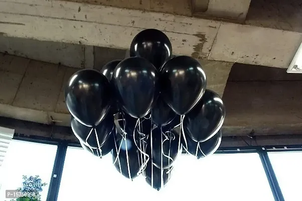 Wonder Beautiful Metallic Black Party Balloons for Decoration, Birthday, Anniversary, Celebration - Set of 15-thumb0