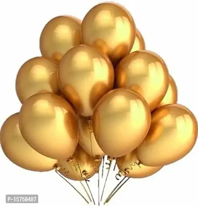 Wonder Metallic Balloons Long lasting, Shining, Best Latex Metallic Golden Balloon for Decoration - Set of 15-thumb0