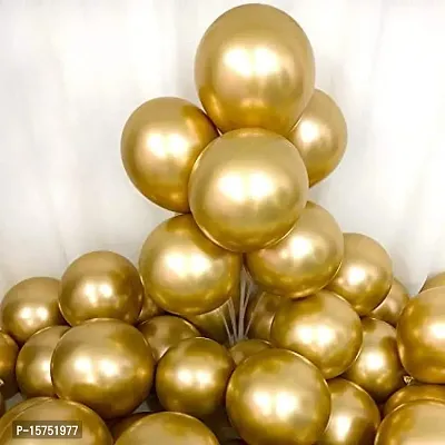 Wonder Metallic Balloons Long lasting, Shining, Best Latex Metallic Golden Balloon for Decoration - Set of 10-thumb2