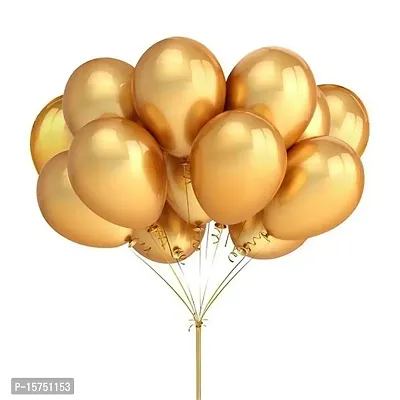 Wonder Beautiful Metallic Gold Party Balloons for Decoration, Birthday, Anniversary, Celebration - Set of 10