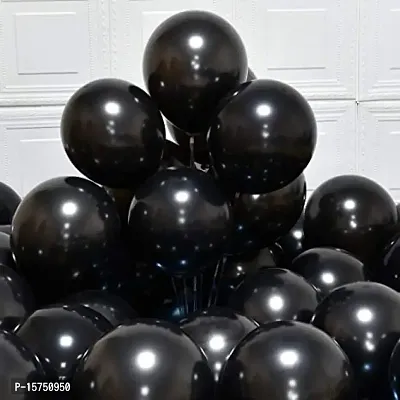 Wonder Beautiful Metallic Black Party Balloons for Decoration, Birthday, Anniversary, Celebration - Set of 15-thumb2