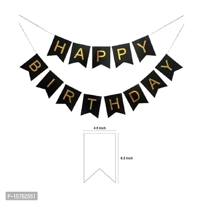 Wonder Balloons Birthday Decoration Combo Kit 1 Piece Black Happy Birthday Banner, 15 Orange Balloons Party Decorations-thumb2