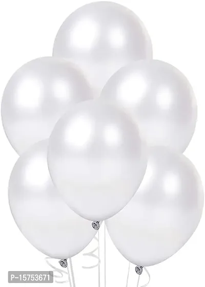 Wonder Beautiful Metallic White Party Balloons for Decoration, Birthday, Anniversary, Celebration - Set of 20-thumb2