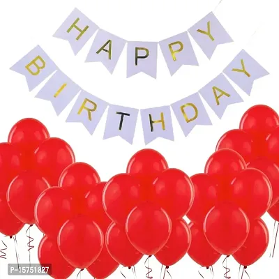 Wonder Beautiful birthday combo Paper Birthday Banner, Balloon Red 10 Pcs