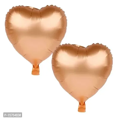 Wonder Balloons Aesthetic Heart Shape Rose Gold 10 INCH Foil Balloon Air Helium Compatible Set 2 Pcs-thumb0