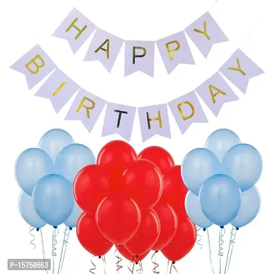 Wonder Balloon decoration kit combo Blue Birthday Banner, Red and Blue balloons 5 each