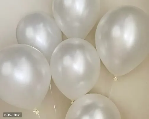 Wonder Beautiful Metallic White Party Balloons for Decoration, Birthday, Anniversary, Celebration - Set of 20