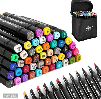 MECHBORN 48 Pc Alcohol Markers Pen Set Colour Art Dual Tip Broad And Fine For Drawing Sketching Adult Colouring And Illustration (Art Marker 48 Pc), Black-thumb0