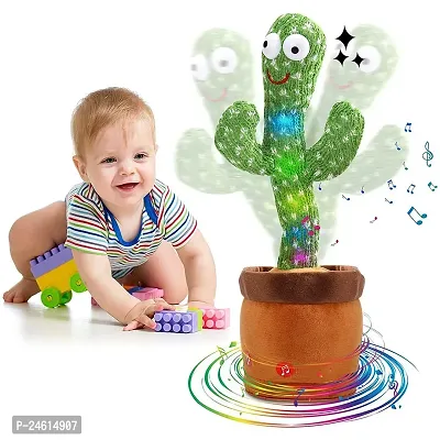 Dancing Cactus Toy Kids Talking Singing Wriggle Children Plush Electronic Toys Baby Voice Recording Repeats What You Say LED Lights Gift (Cactus Toy)-thumb0