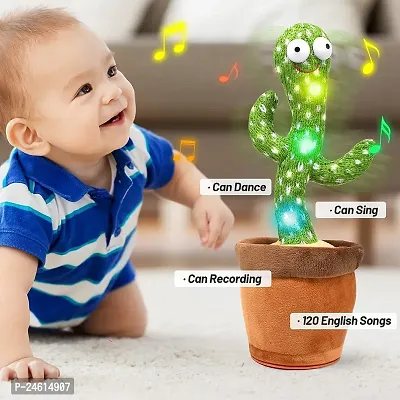 Dancing Cactus Toy Kids Talking Singing Wriggle Children Plush Electronic Toys Baby Voice Recording Repeats What You Say LED Lights Gift (Cactus Toy)-thumb4